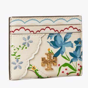 Tory Burch Floral Card Embroidered Case